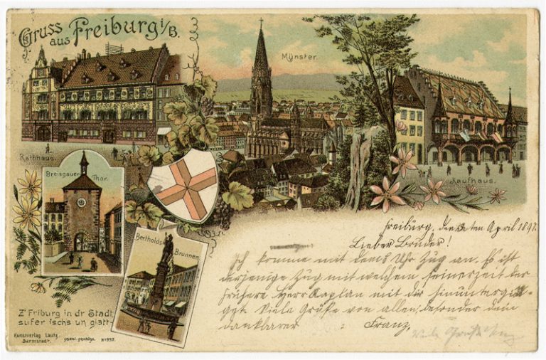 Bis 1905 wurde der Text auf die Vorderseite der Karte geschrieben, auf der Rückseite war ganzseitig die Adresse