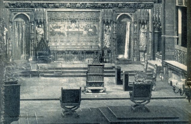 Stätte der Krönung mit Krönungsstuhl in Westminster Abbey 1911