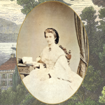 ovales Bild Mathilde Sisis Schwester mit Buch, hintergrund schloss possenhofen