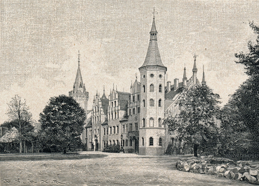 Prinzenpalais Primkenau, Lithografie, dort wuchs die spätere Kaiserin Auguste Viktoria auf